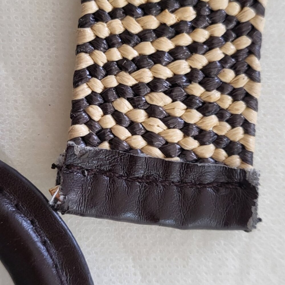 Woven Black & Cream Women's Belt with Round Buckle - Picture 12 of 12